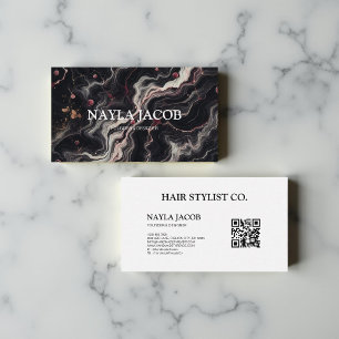 Zwart Marmer Goud Glitter & Elegant Hair Stylist Visitekaartje