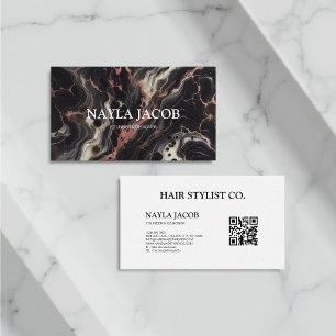 Zwart Marmer Goud Glitter & Elegant Hair Stylist Visitekaartje