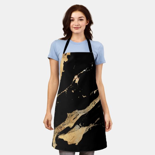 Zwart marmer goud schort (Gedragen)