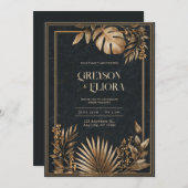 Zwart Marmer & Goud VIP Luxe Huwelijk Kaart (Voorkant / Achterkant)