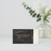 zwart marmer | gouden Abstracte lijnen Visitekaartje (Staand voorkant)