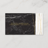 zwart marmer | gouden Abstracte lijnen Visitekaartje (Achterkant)