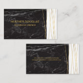 zwart marmer | gouden Abstracte lijnen Visitekaartje (Voorkant / Achterkant)