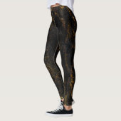 Zwart marmer, gouden aderen, textuur. leggings (Links)