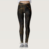 Zwart marmer, gouden aderen, textuur. leggings (Voorkant)