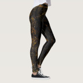 Zwart marmer, gouden aderen, textuur. leggings (Rechts)