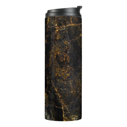 Zwart marmer, gouden aderen, textuur. thermosbeker (Gedraaid links)