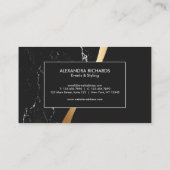 Zwart Marmer Gouden Folie Visitekaartje (Achterkant)