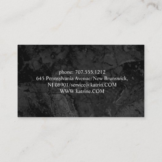 Zwart marmer gouden huis ontwerp schoonmaak servic visitekaartje (Achterkant)