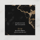 Zwart Marmer & Gouden Oorbel Sieraden Display Kaar Vierkante Visitekaartje (Achterkant)