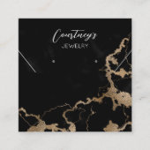 Zwart Marmer & Gouden Oorbel Sieraden Display Kaar Vierkante Visitekaartje (Voorkant)