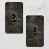 Zwart Marmer & Gouden Schaakcoach Visitekaartje (Voorkant / Achterkant)