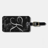 Zwart marmer Gray Monogrammed Initiaal Bagagelabel (Voorkant horizontaal)