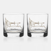 Zwart Marmer Hangende Teken Monogram Whisky Glas (Voorkant)