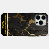 Zwart marmer met gedurfde gouden aderen Case-Mate iPhone case (Achterkant (horizontaal))