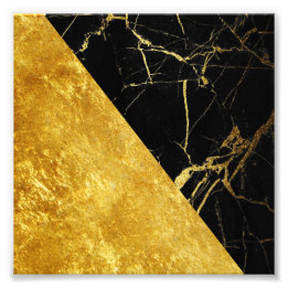 Zwart marmer met Gold Leaf Square-fotoafdrukken Foto Afdruk