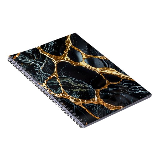 Zwart marmer met gouden ader notitieboek (Rechterzijde)