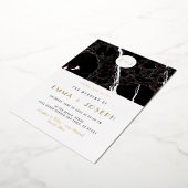 Zwart Marmer Moderne Eenvoudige Bruiloftsgoudfolie Folie Uitnodiging (Gedraaid)