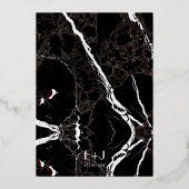 Zwart Marmer Moderne Eenvoudige Bruiloftsgoudfolie Folie Uitnodiging (Achterkant)
