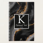 Zwart marmer monogram Modern Appointment Book Planner (Voorkant)
