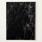 Zwart Marmer Monogram Naam Wit Initiaal Modern Planner (Achterkant)