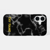 Zwart marmer ontwerp - iPhone 16 hoesje (Achterkant horizontaal)