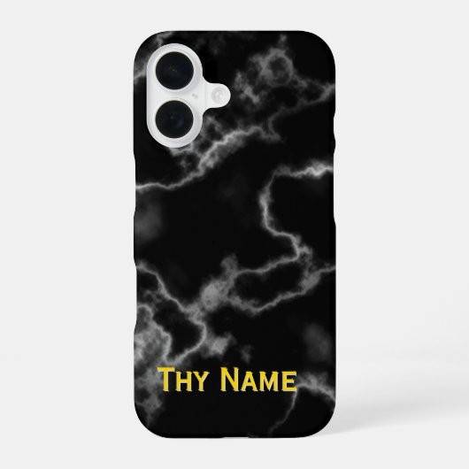 Zwart marmer ontwerp - iPhone 16 hoesje (Achterkant)