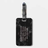 Zwart marmer Roos Gold Monogramed Initiaal Bagagelabel (Achterkant verticaal)