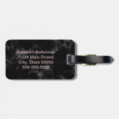 Zwart marmer Roos Gold Monogramed Initiaal Bagagelabel (Achterkant horizontaal)