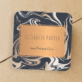 Zwart marmer roos goud met koperen label jouw naam