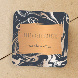 Zwart marmer roos goud met koperen label jouw naam