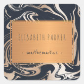 Zwart marmer roos goud met koperen label jouw naam (Voorkant)