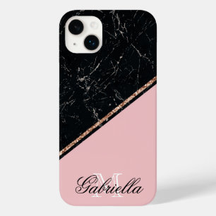 Zwart Marmer Roos Gouden Glitter Case-Mate iPhone 14 Plus Hoesje