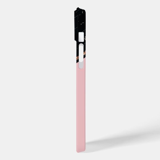 Zwart Marmer Roos Gouden Glitter Case-Mate iPhone Case (Achterkant / Links)