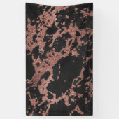 Zwart marmer roos goudglitter textuur afbeelding spandoek (Verticaal)