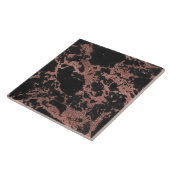 Zwart marmer roos goudglitter textuur afbeelding tegeltje (Zijkant)