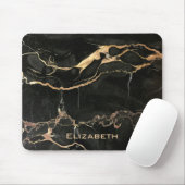 Zwart marmer Slab met naam Muismat (Met muis)