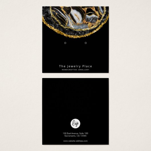 Zwart marmer Stud Earning beeldscherm Vierkante Visitekaartjes (Voorkant /achterkant)