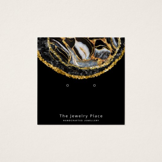 Zwart marmer Stud Earning beeldscherm Vierkante Visitekaartjes (Voorkant)