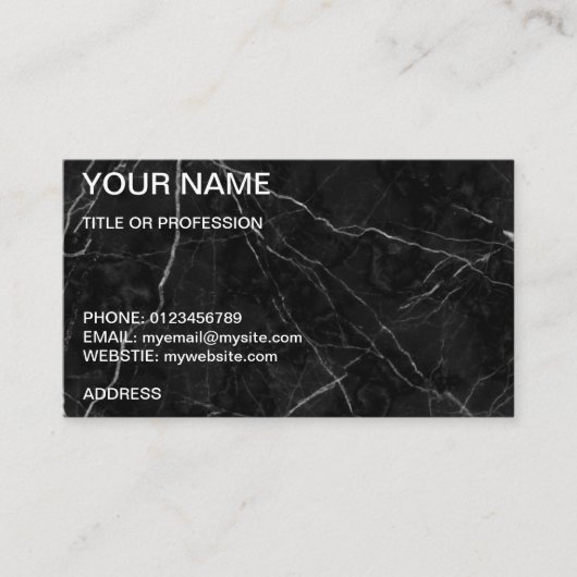 zwart marmer visitekaartje (Voorkant)