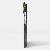 Zwart Marmer w / Gold Vein aangepaste naam iPhone Hoesje (Linkerkant)