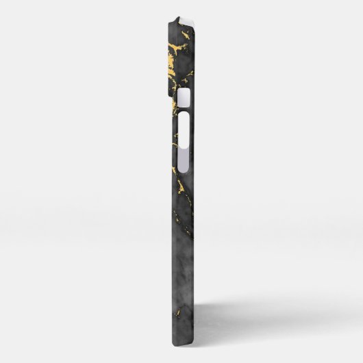 Zwart Marmer w / Gold Vein aangepaste naam iPhone Hoesje (Linkerkant)