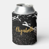 Zwart Marmer/Zwart Glitter Blikjeskoeler (Blikje Voorkant)