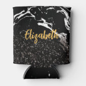 Zwart Marmer/Zwart Glitter Blikjeskoeler (Voorkant)