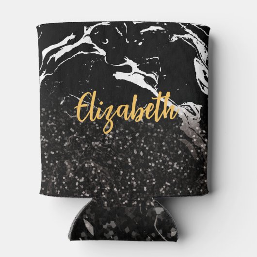 Zwart Marmer/Zwart Glitter Blikjeskoeler (Achterkant)