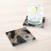 Zwart Marmeren Agaat Geode Faux Stone Onderzetter (Schuin)