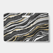 Zwart Marmeren Agaat Geode Goud Bedrijfsnaam Badge (Back)