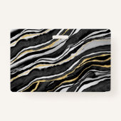 Zwart Marmeren Agaat Geode Goud Bedrijfsnaam Badge (Achterkant)