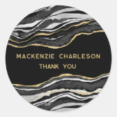 Zwart Marmeren Agaat Gouden Geode Dank u Business Ronde Sticker (Voorkant)