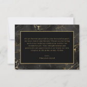 Zwart marmeren agaat gouden rand bedankkaart (Achterkant)